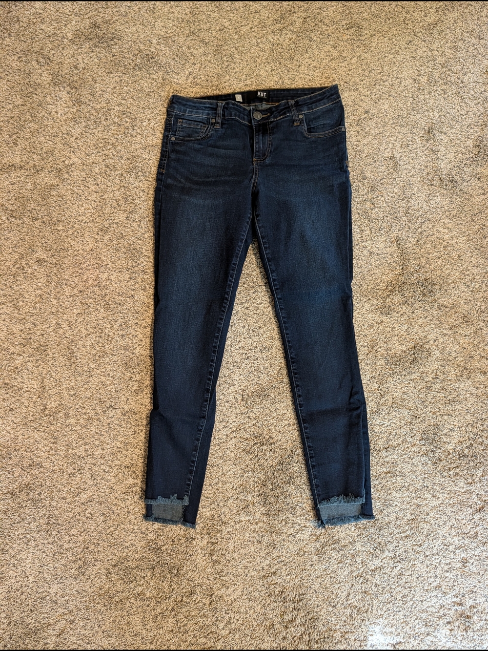 Kut from the Kloth Dark Indigo Ankle Crop Skinny Jeans